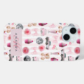モノグラム赤面ピンクレトロディスコボールコケット Case-Mate iPhoneケース (裏面 (横))