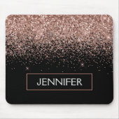 モノグラム赤面ピンクローズ金ゴールドグリッター&スパークル マウスパッド (正面)