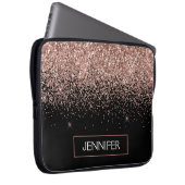 モノグラム赤面ピンクローズ金ゴールドグリッター&スパークル ラップトップスリーブ (正面右)