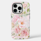モノグラム赤面ピンク水彩バラ花フローラ Case-Mate iPhoneケース (裏面)