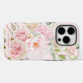 モノグラム赤面ピンク水彩バラ花フローラ Case-Mate iPhoneケース (裏面 (横))