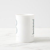 モノグラム赤面ピンク水彩フローラ文字B ボーンチャイナマグカップ (正面)