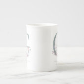 モノグラム赤面ピンク水彩フローラ文字G ボーンチャイナマグカップ (正面)