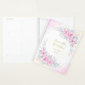 モノグラム赤面ピンク花水色エレガント大 プランナー手帳 (ディスプレー)