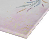 モノグラム赤面ピンク花水色エレガント カッティングボード (角)