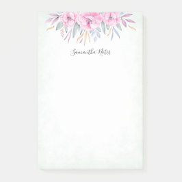 モノグラム赤面ピンク花水色エレガント ポストイット