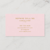 モノグラム赤面ピンク金ゴールドミニマリストエレガント 名刺 (裏面)