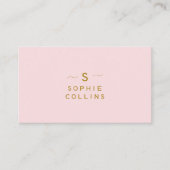 モノグラム赤面ピンク金ゴールドミニマリストエレガント 名刺 (正面)