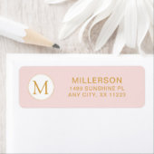 モノグラム赤面ピンク金ゴールド差出人住所 ラベル (インサイチュ)