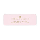 モノグラム赤面ピンク |エレガント金ゴールド差出人住所 ラベル (正面)