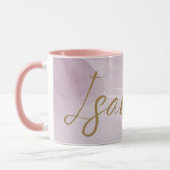 モノグラム赤面ピンク |ピンクエレガント金ゴールドミニマリスト マグカップ (左)