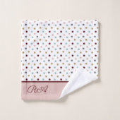 モノグラム赤面ピンク&ブルー，金ゴールド，赤水玉模様 バスタオルセット (ウォッシュタオル)