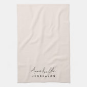 モノグラム赤面ピンク |ミニマモダンリストフェミニン キッチンタオル (縦)