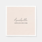 モノグラム赤面ピンク |ミニマモダンリストフェミニン スタンダードカクテルナプキン (正面)