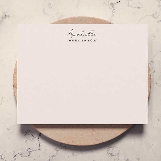 モノグラム赤面ピンク |ミニマモダンリストフェミニン ノートカード