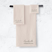 モノグラム赤面ピンク |ミニマモダンリストフェミニン ハンドタオル