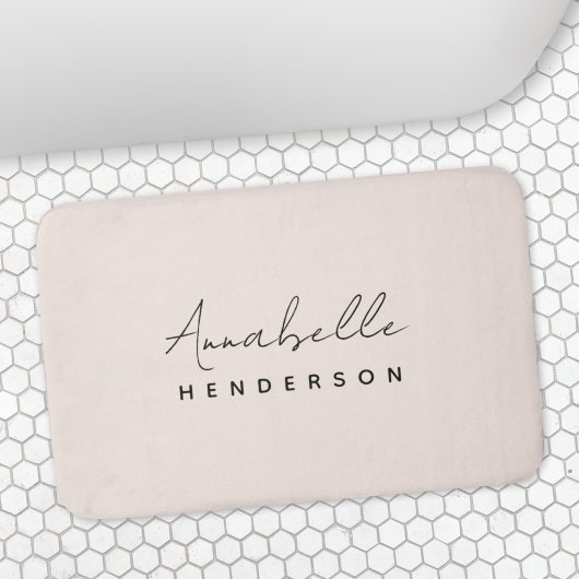 モノグラム赤面ピンク |ミニマモダンリストフェミニン バスマット