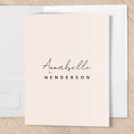 モノグラム赤面ピンク |ミニマモダンリストフェミニン ポケットフォルダー