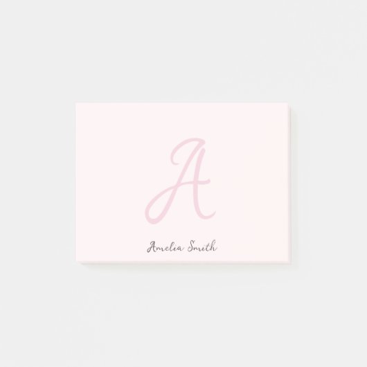 モノグラム赤面ピンク |ミニマモダンリストフェミニン ポストイット (正面)