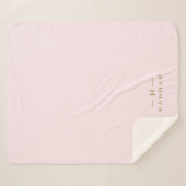 モノグラム赤面ピンク |金ゴールドエレガントミニマル シェルパブランケット (正面(横))