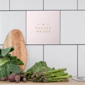 モノグラム赤面ピンク |金ゴールドエレガントミニマル タイル