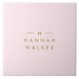 モノグラム赤面ピンク  金ゴールドエレガントミニマル タイル