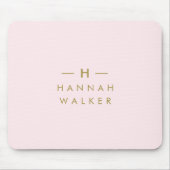 モノグラム赤面ピンク |金ゴールドエレガントミニマル マウスパッド (正面)