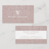 モノグラム赤面リネン生地テクスチシンプルャモダンー 名刺 (正面/裏面)