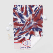 モノグラム赤、白および青のタイ染料 |水彩 ゴルフタオル (インサイチュ)