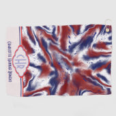 モノグラム赤、白および青のタイ染料 |水彩 ゴルフタオル (横)