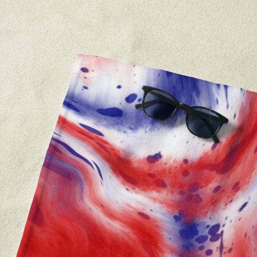 モノグラム赤、白および青のタイ染料 |水彩 ビーチタオル (インサイチュ)