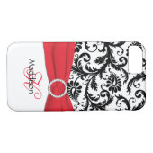 モノグラム赤、黒、白ダマスクVibe iPhone 7 Case-Mate iPhoneケース (裏面(横))