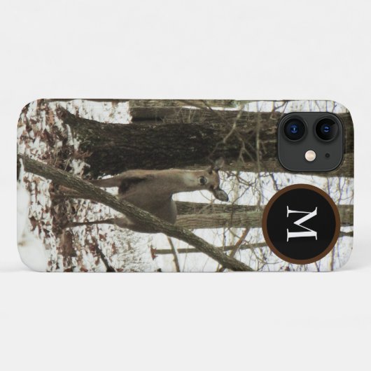 モノグラム迷彩柄で雪の中のハンターシカ Case-Mate iPhoneケース (裏面(横))