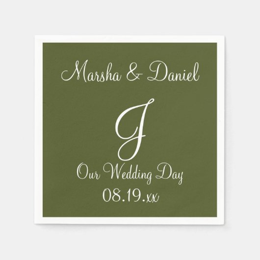 モノグラム迷彩柄グシンプルリーン独身の紙ナップ スタンダードカクテルナプキン (正面)