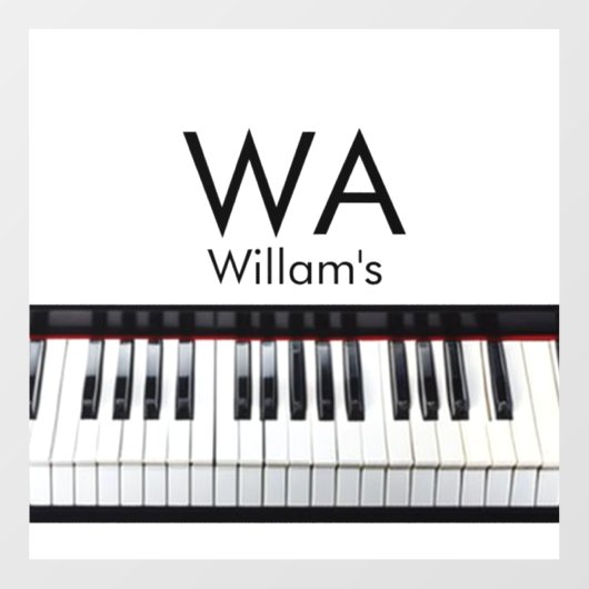 モノグラム追加イニシャルレター名文字ピアノ音楽 ウィンドウサイン (シート)