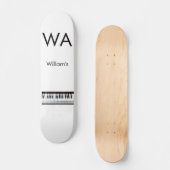 モノグラム追加イニシャルレター名文字ピアノ音楽 スケートボード (正面)