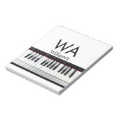 モノグラム追加イニシャルレター名文字ピアノ音楽 ノートパッド (回転)