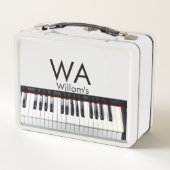 モノグラム追加イニシャルレター名文字ピアノ音楽 メタルランチボックス (裏面)