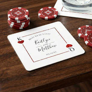 モノグラム遊のカード結婚式の日付を保存 スクエアペーパーコースター