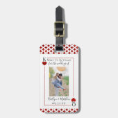 モノグラム遊のカー結婚ドの写真の日付を保存 ラゲッジタグ (正面縦)