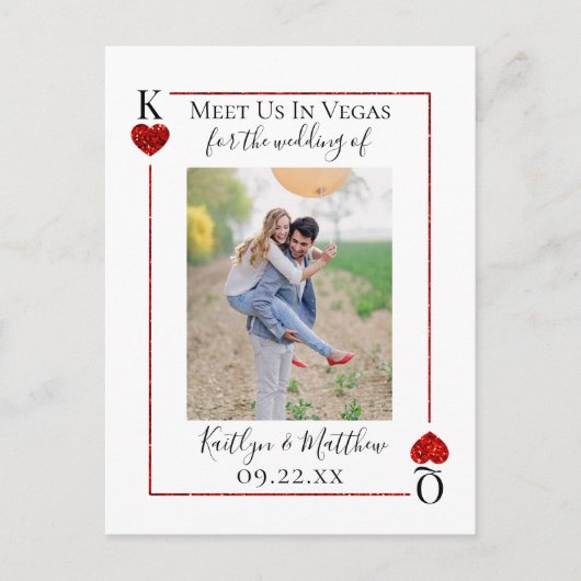 モノグラム遊のカー結婚ドの写真の日付を保存 案内ポストカード (正面)