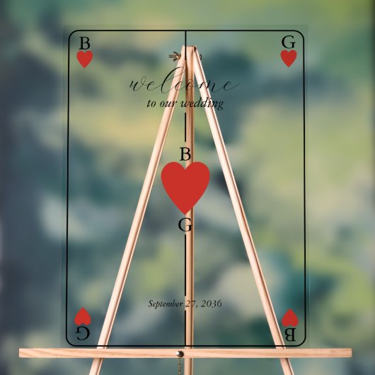 モノグラム遊ハートのカー結婚ドのウェルカムサイン アクリルサイン (ニュートラル)