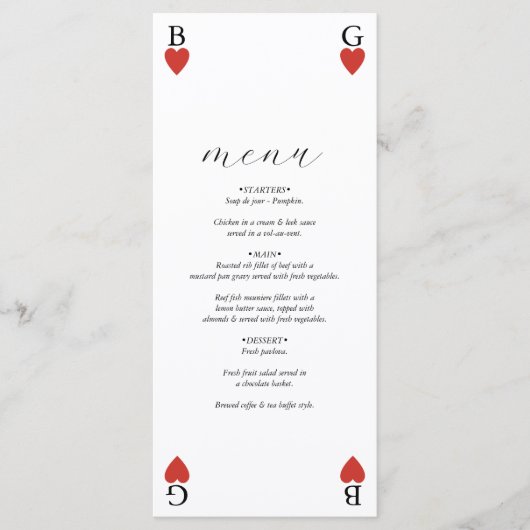 モノグラム遊ハートのカー結婚ドのメニューカード メニュー (正面)