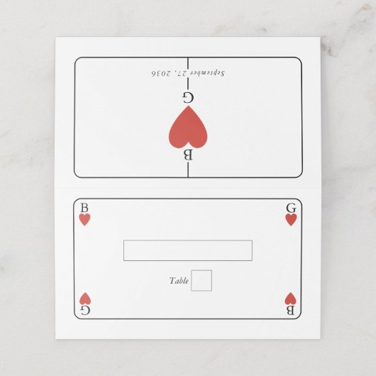 モノグラム遊ハートズ結婚カード座席表 プレイスカード (外部開封)