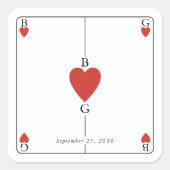 モノグラム遊ハートズ結婚カード スクエアシール (正面)