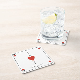 モノグラム遊ハートズ結婚カード スクエアペーパーコースター