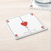 モノグラム遊ハートズ結婚カード スクエアペーパーコースター (アングル)