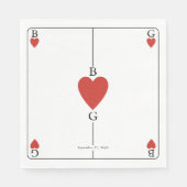 モノグラム遊ハートズ結婚カード スタンダードランチョンナプキン (正面)