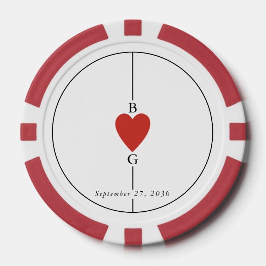 モノグラム遊ハートズ結婚カード ポーカーチップ (正面)
