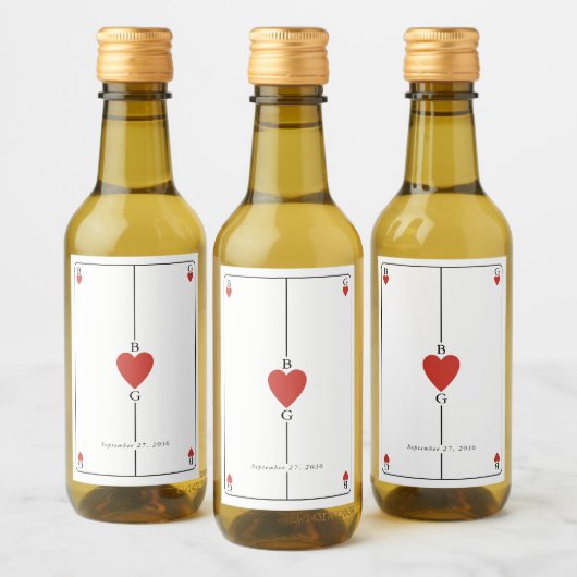 モノグラム遊ハートズ結婚カード ワインラベル (ボトル)